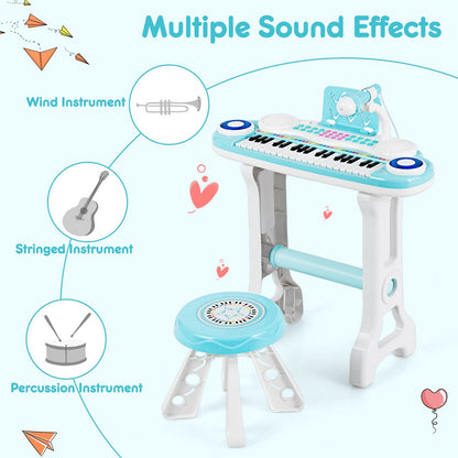 37-key Kids Electronic Piano Keyboard Playset, Blue Musical Toys   at Gallery Canada