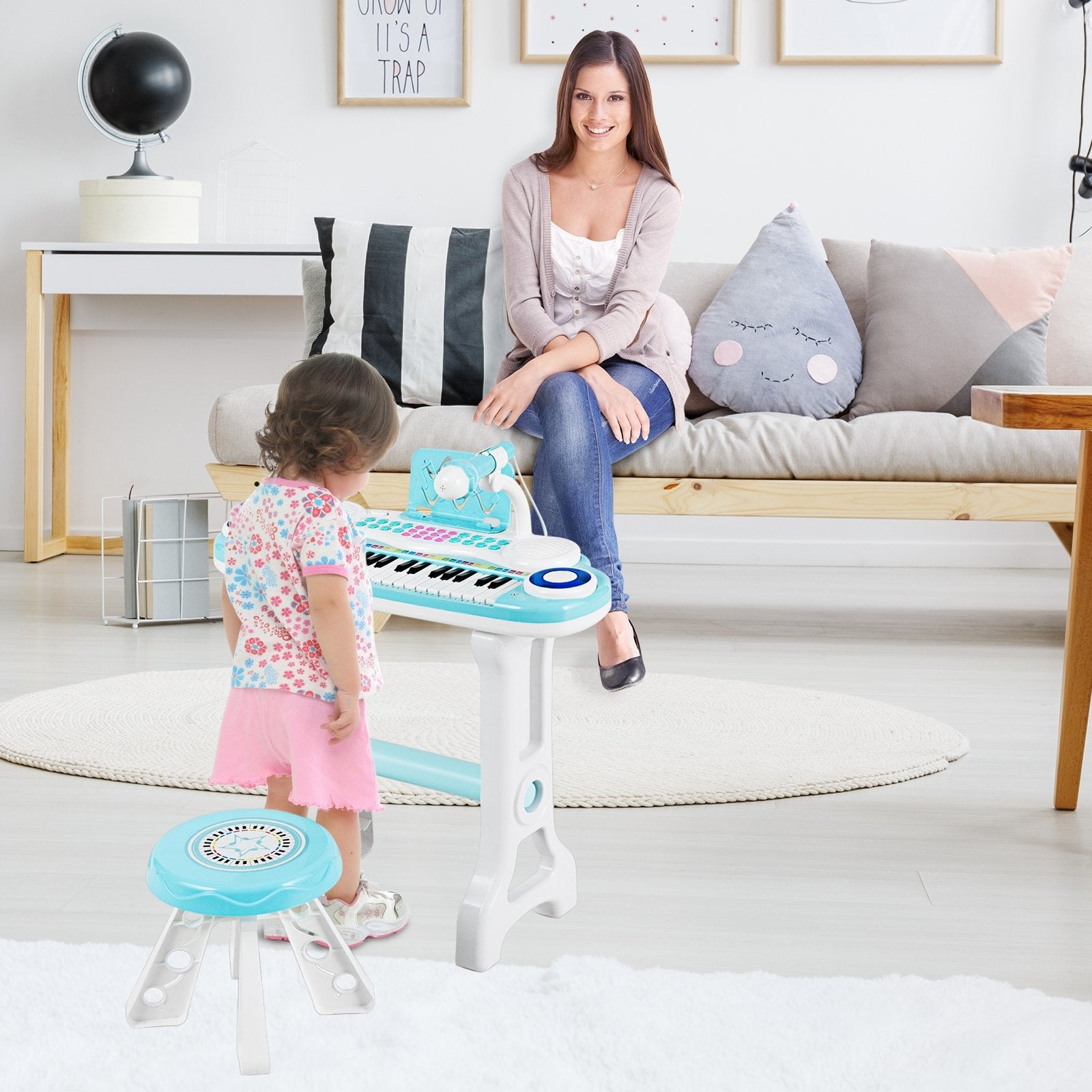 37-key Kids Electronic Piano Keyboard Playset, Blue Musical Toys   at Gallery Canada