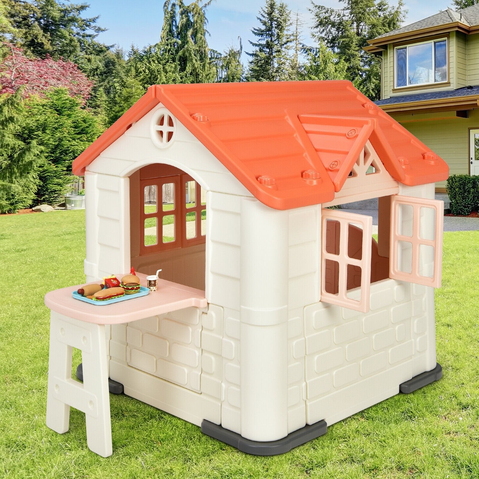 Kid’s Playhouse Pretend Toy House For Boys and Girls 7 Pieces Toy Set, Pink Play Tents & Playhouse   at Gallery Canada