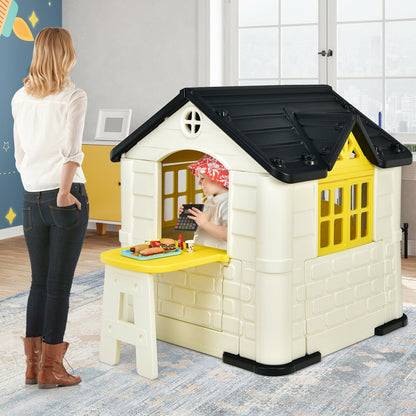 Kid’s Playhouse Pretend Toy House For Boys and Girls 7 Pieces Toy Set, Yellow Play Tents & Playhouse   at Gallery Canada