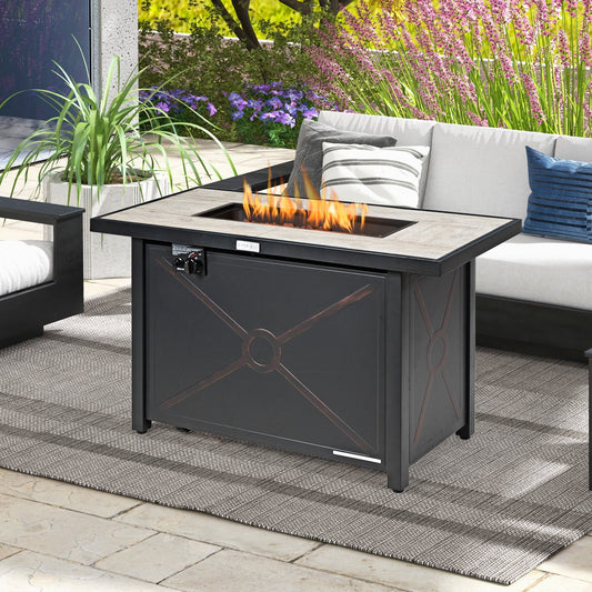 42 Inch 60000 BTU Propane Fire Pit Table with Ceramic Tabletop, Black - Gallery Canada