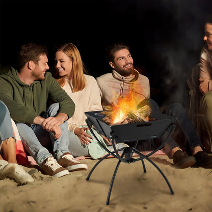 3-in-1 Camping Campfire Grill with Stainless Steel Grills Carrying Bag & Gloves, Black Outdoor Grills   at Gallery Canada