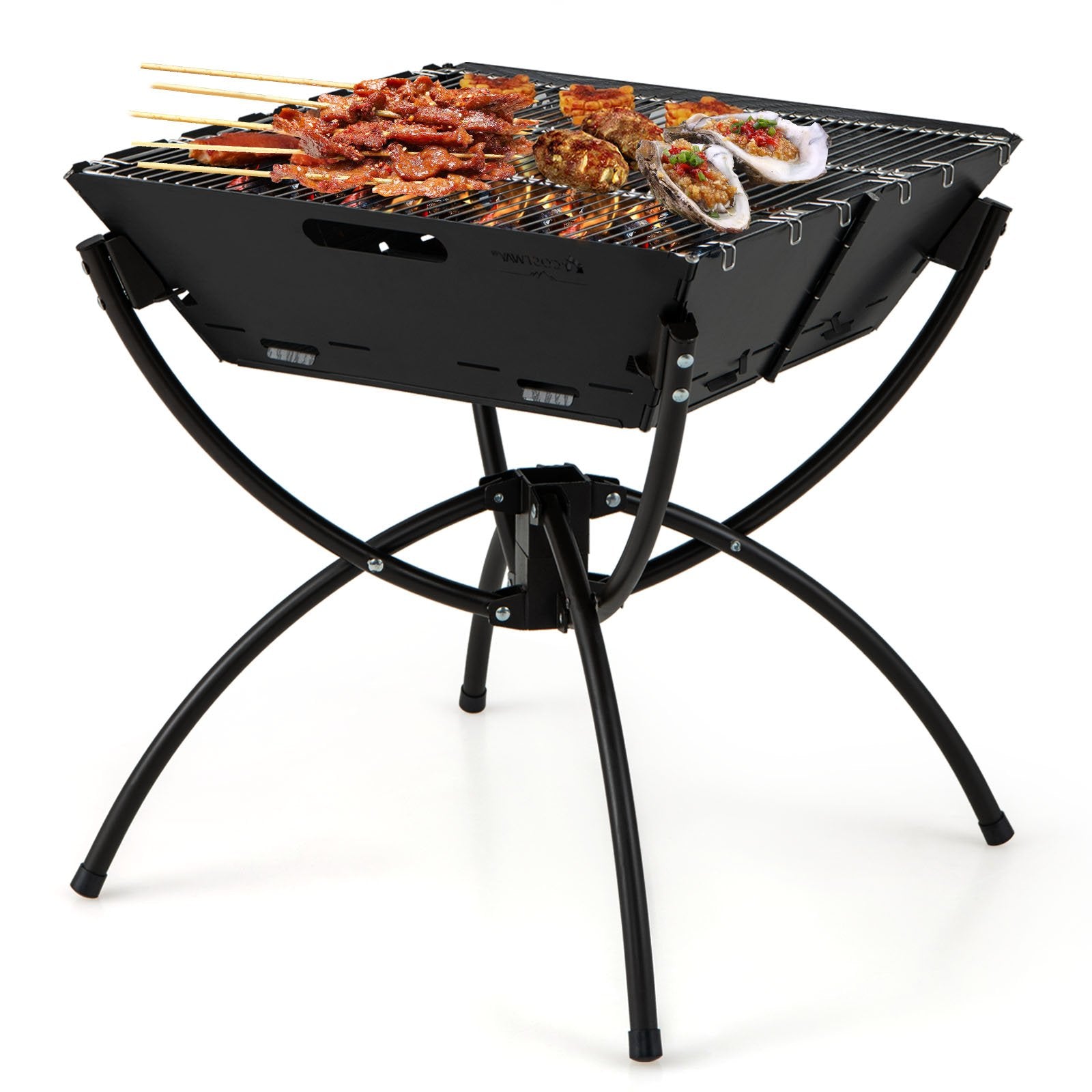 3-in-1 Camping Campfire Grill with Stainless Steel Grills Carrying Bag & Gloves, Black Outdoor Grills   at Gallery Canada