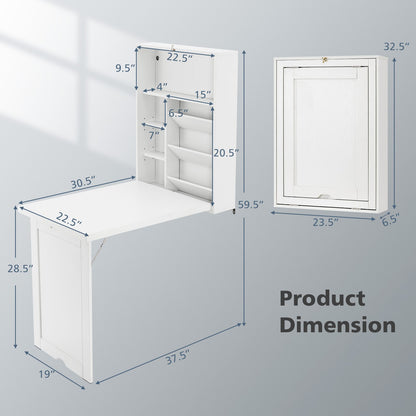 Wall Mounted Fold-Out Convertible Floating Desk Space Saver, White - Gallery Canada