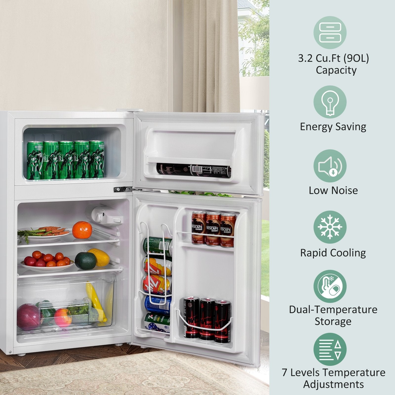 3.2 cu ft. Compact Stainless Steel Refrigerator, White Refrigerators   at Gallery Canada