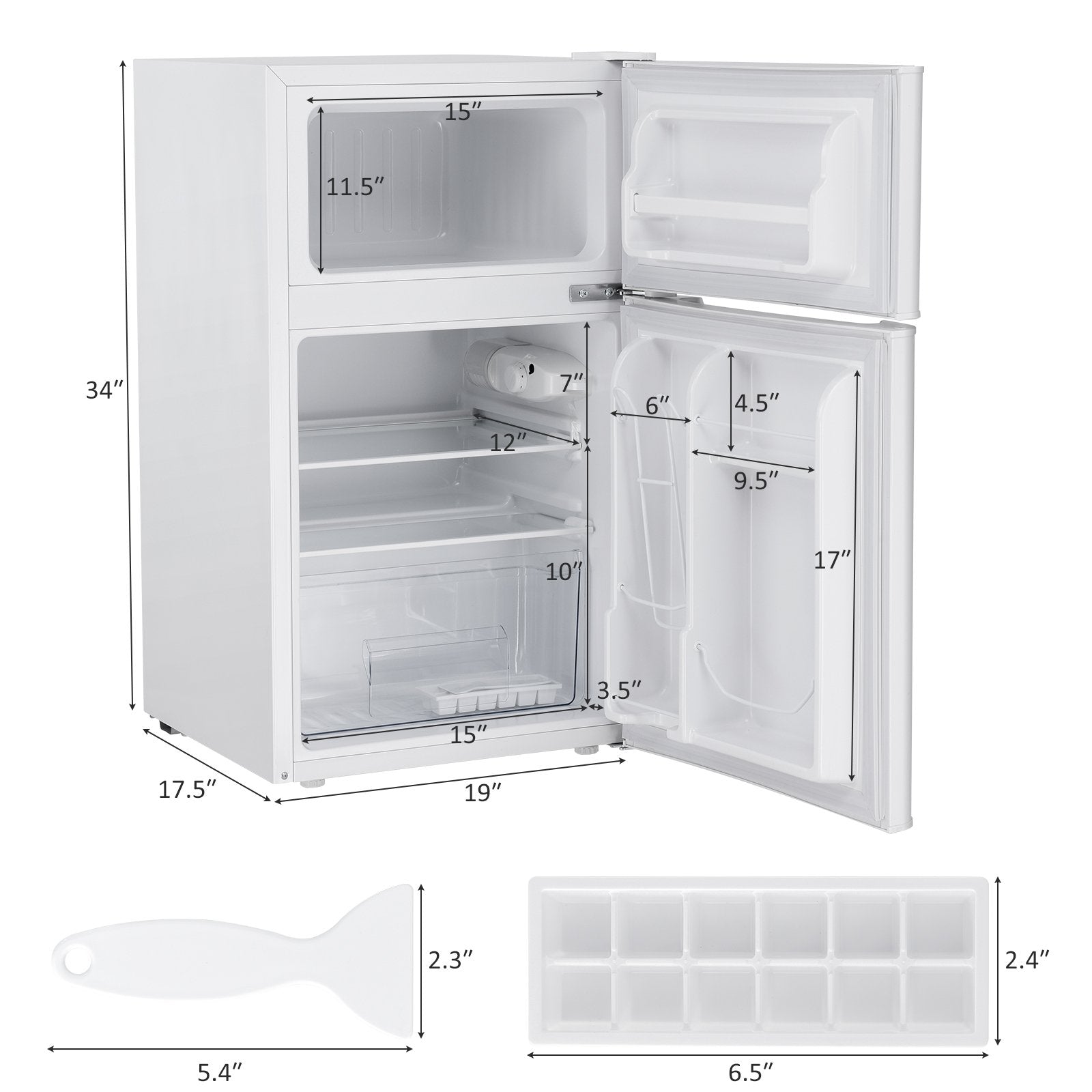 3.2 cu ft. Compact Stainless Steel Refrigerator, White Refrigerators   at Gallery Canada