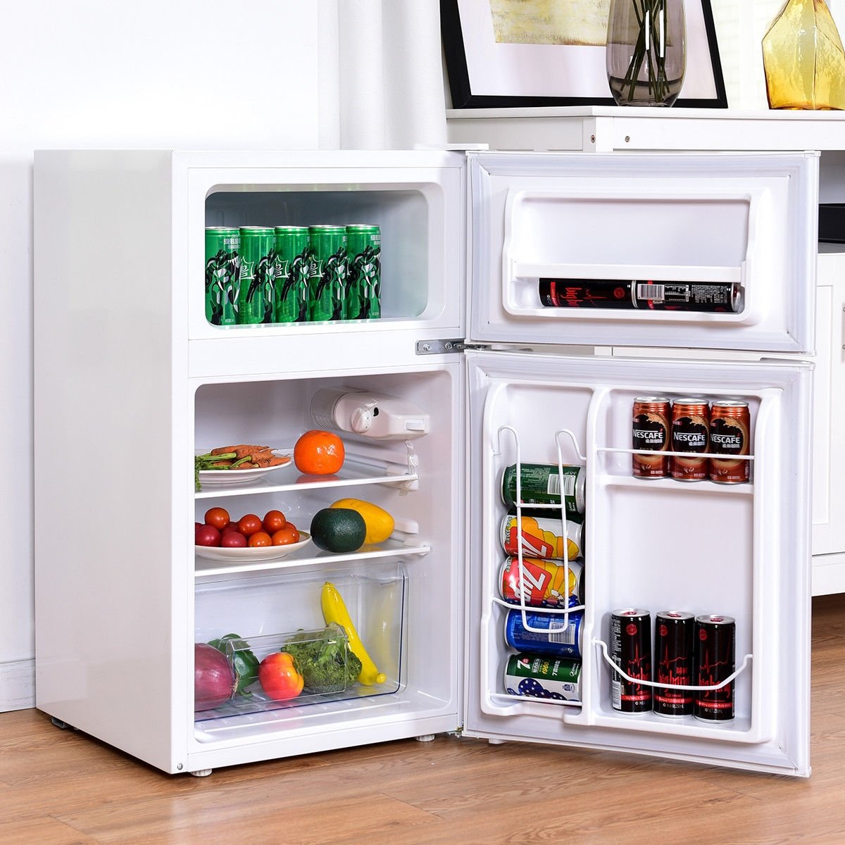 3.2 cu ft. Compact Stainless Steel Refrigerator, White Refrigerators   at Gallery Canada