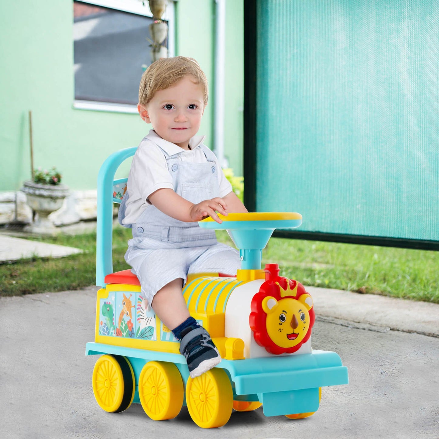 6V Electric Kids Ride On Car Toy Train with 16 Pieces Tracks, Blue Powered Ride On Toys   at Gallery Canada