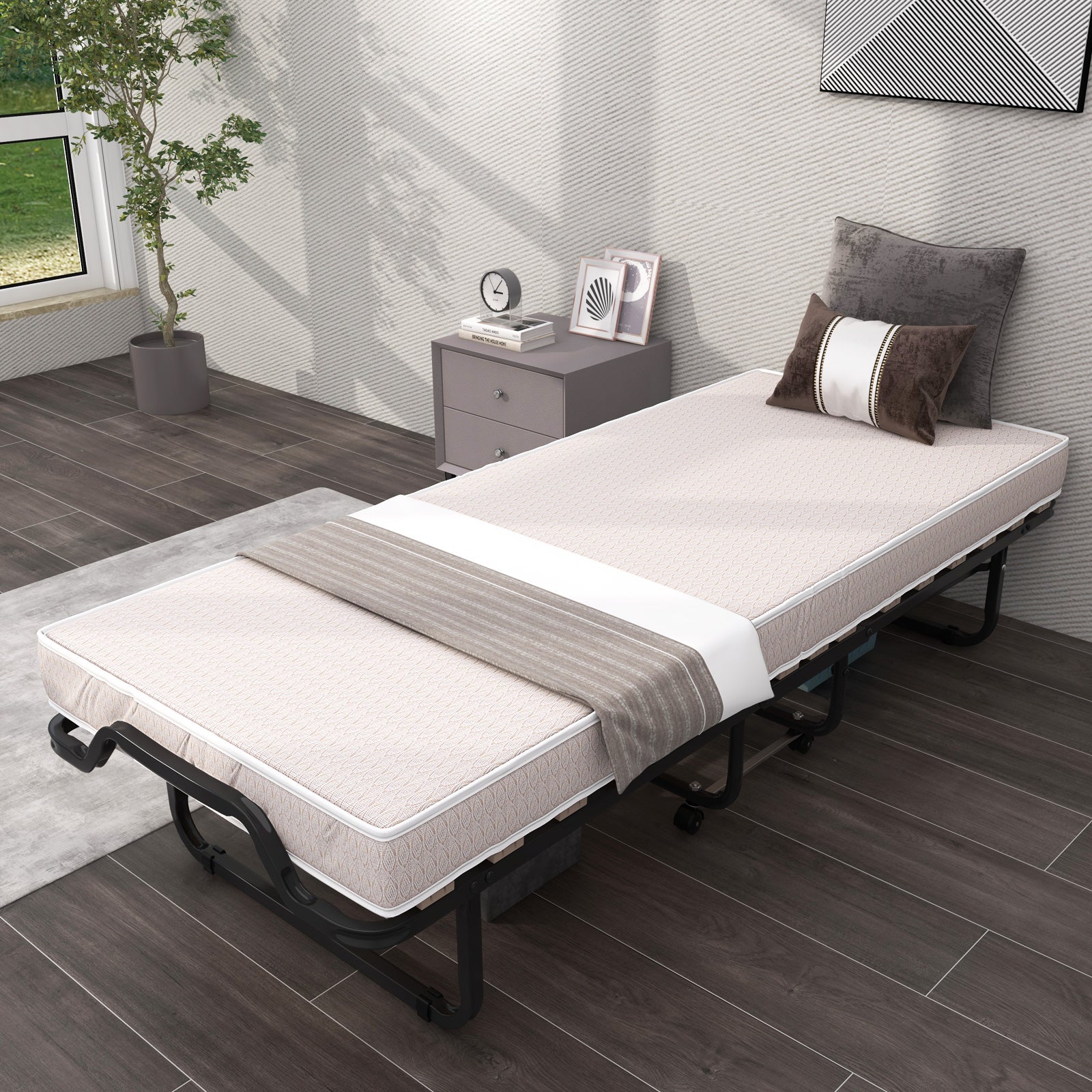 Rollaway Folding Bed with Memory Foam Mattress Made in Italy Folding Beds   at Gallery Canada