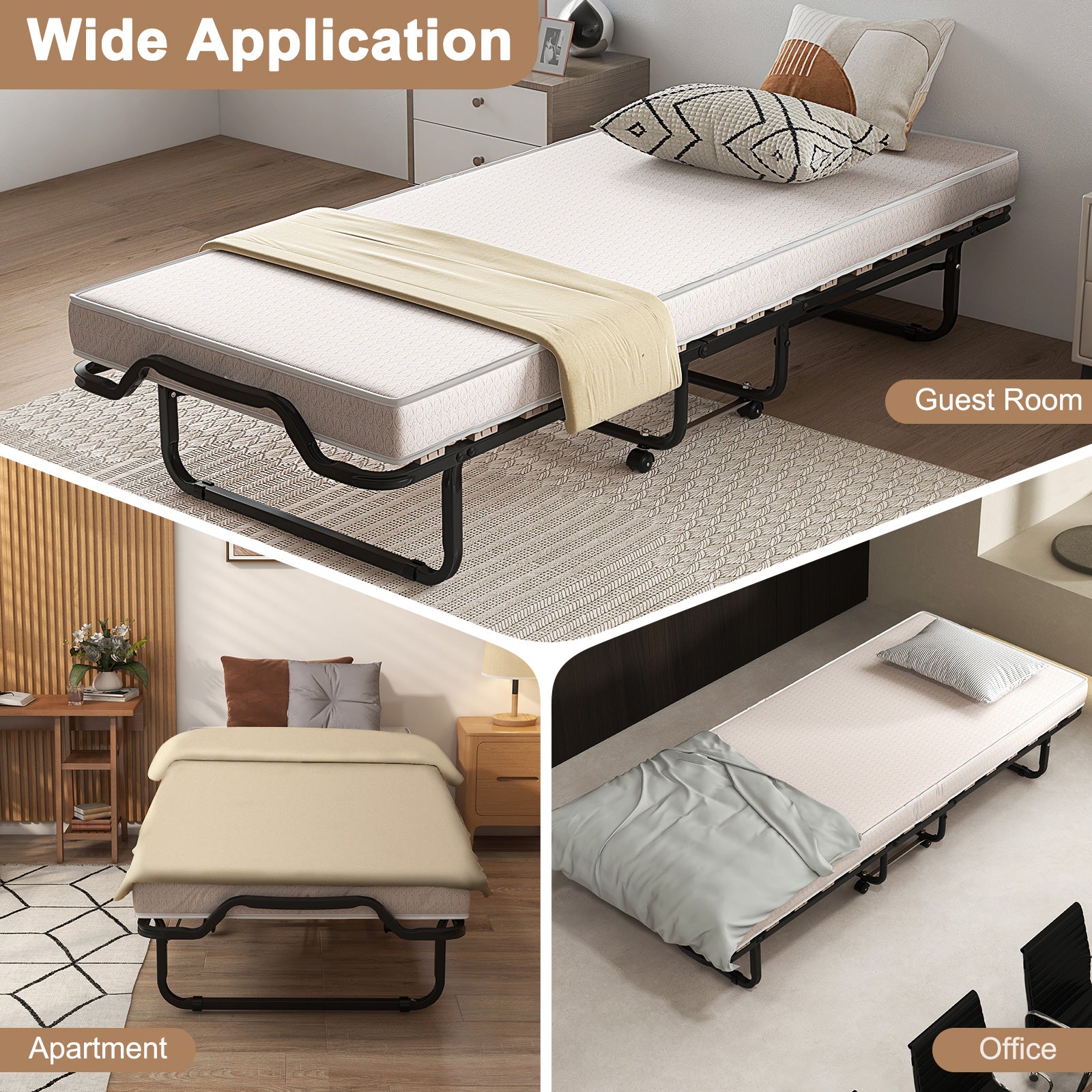 Rollaway Folding Bed with Memory Foam Mattress Made in Italy Folding Beds   at Gallery Canada