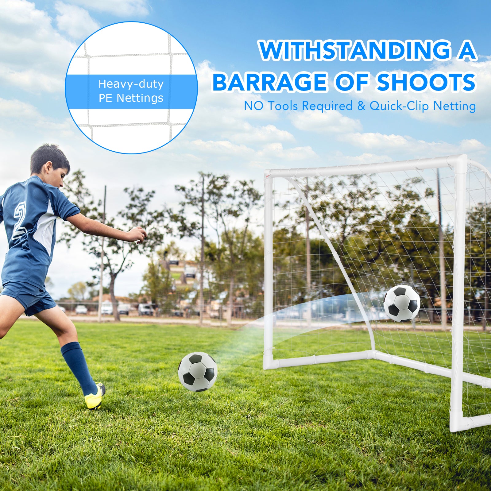 6 x 4 Feet Soccer Goal with Strong UPVC Frame, White Sport Equipments at Gallery Canada