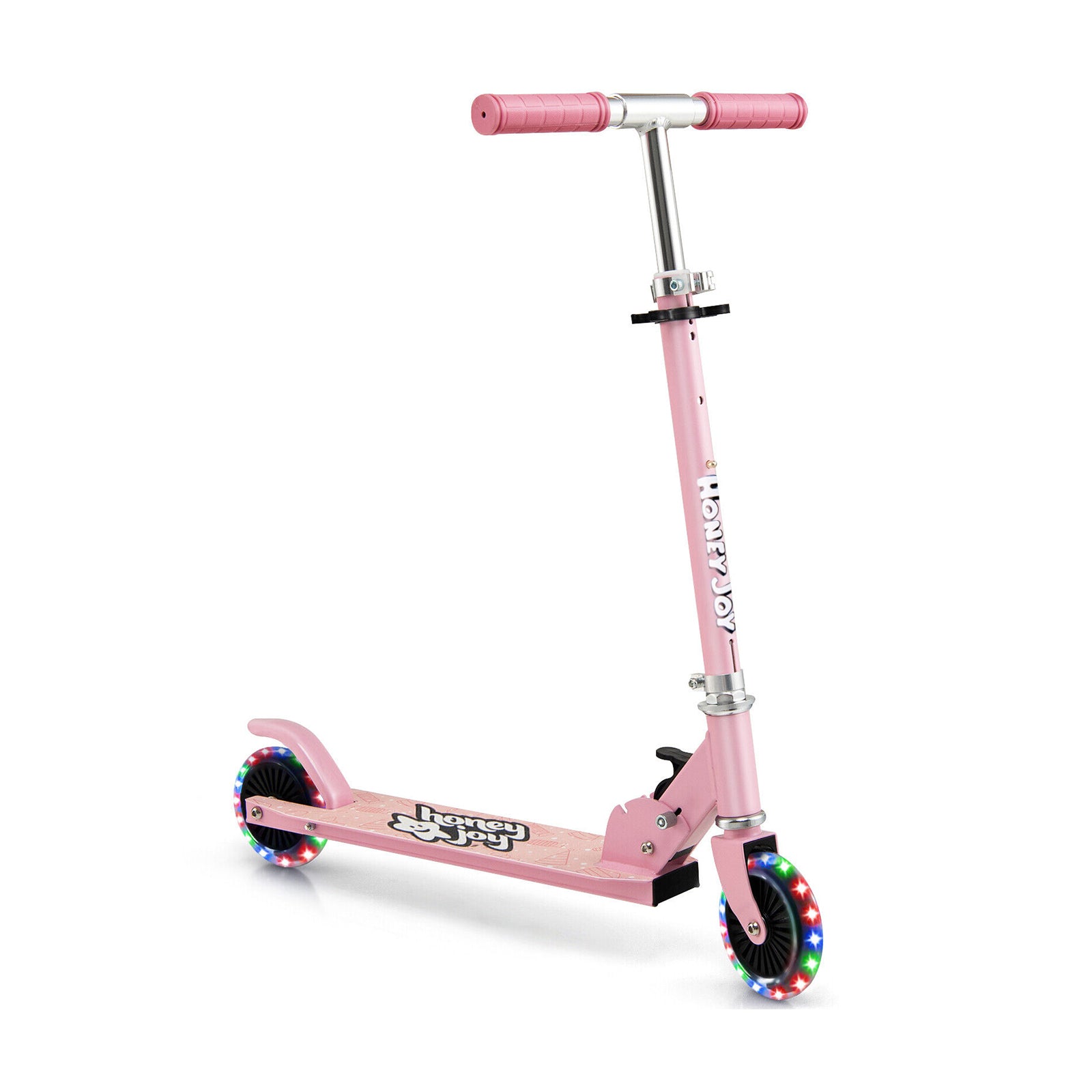 Folding Adjustable Height Kids Toy Kick Scooter with 2 Flashing Wheels, Pink Scooters at Gallery Canada
