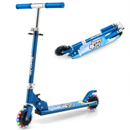 Folding Adjustable Height Kids Toy Kick Scooter with 2 Flashing Wheels, Blue Scooters   at Gallery Canada