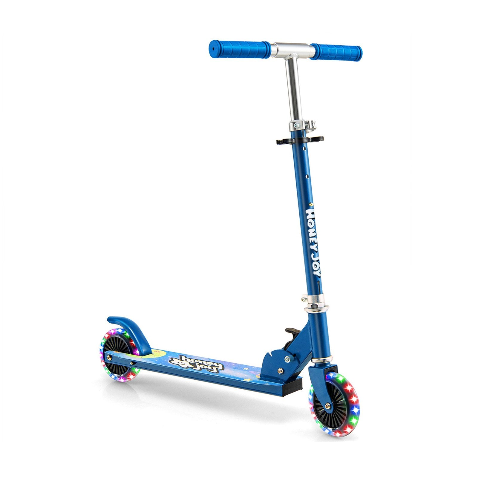 Folding Adjustable Height Kids Toy Kick Scooter with 2 Flashing Wheels, Blue Scooters   at Gallery Canada