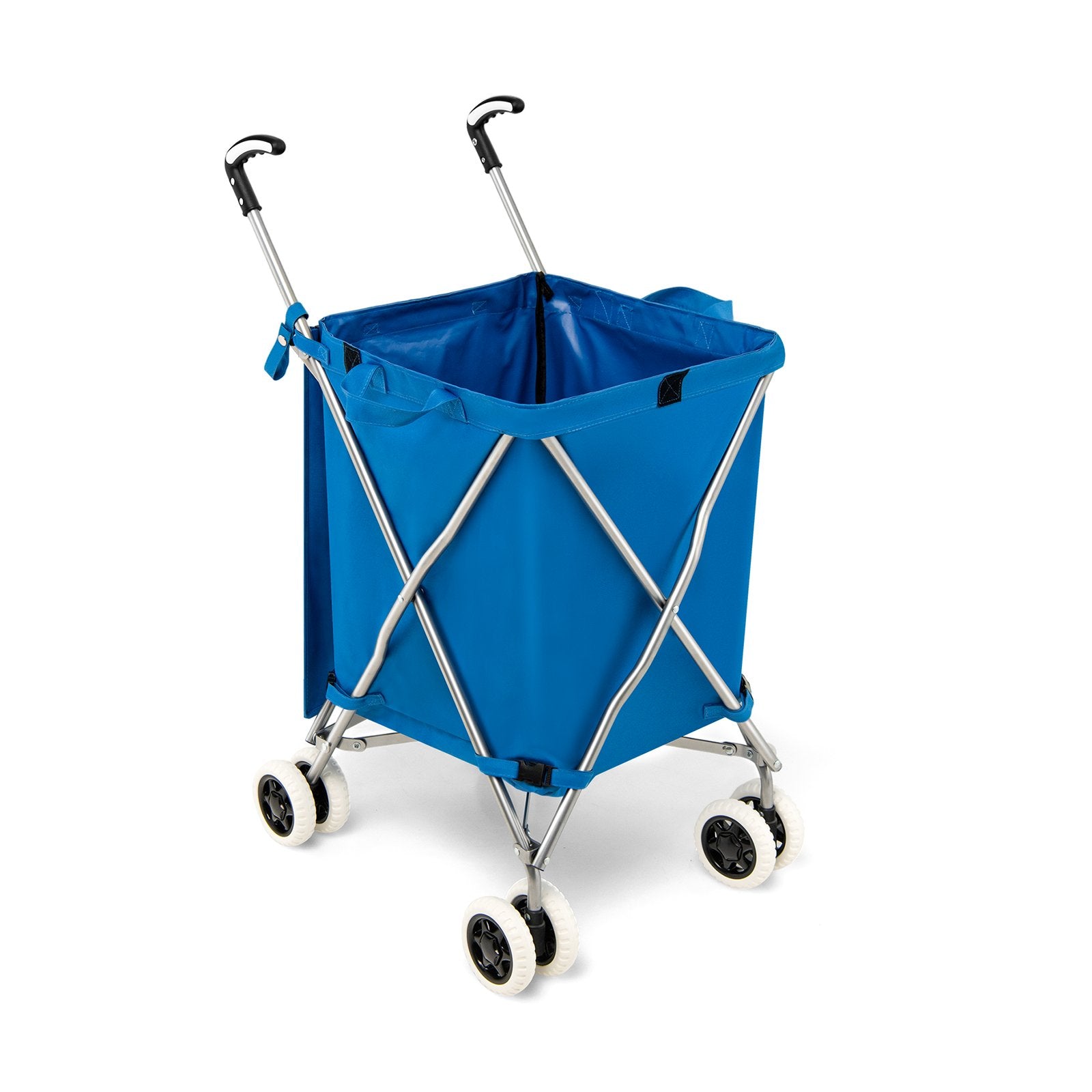 Folding Shopping Utility Cart with Water-Resistant Removable Canvas Bag, Blue Kitchen Tools Blue at Gallery Canada