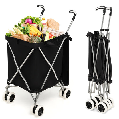 Folding Shopping Utility Cart with Water-Resistant Removable Canvas Bag, Black Kitchen Tools   at Gallery Canada