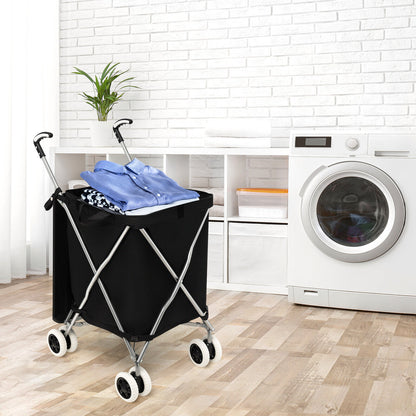 Folding Shopping Utility Cart with Water-Resistant Removable Canvas Bag, Black Kitchen Tools   at Gallery Canada