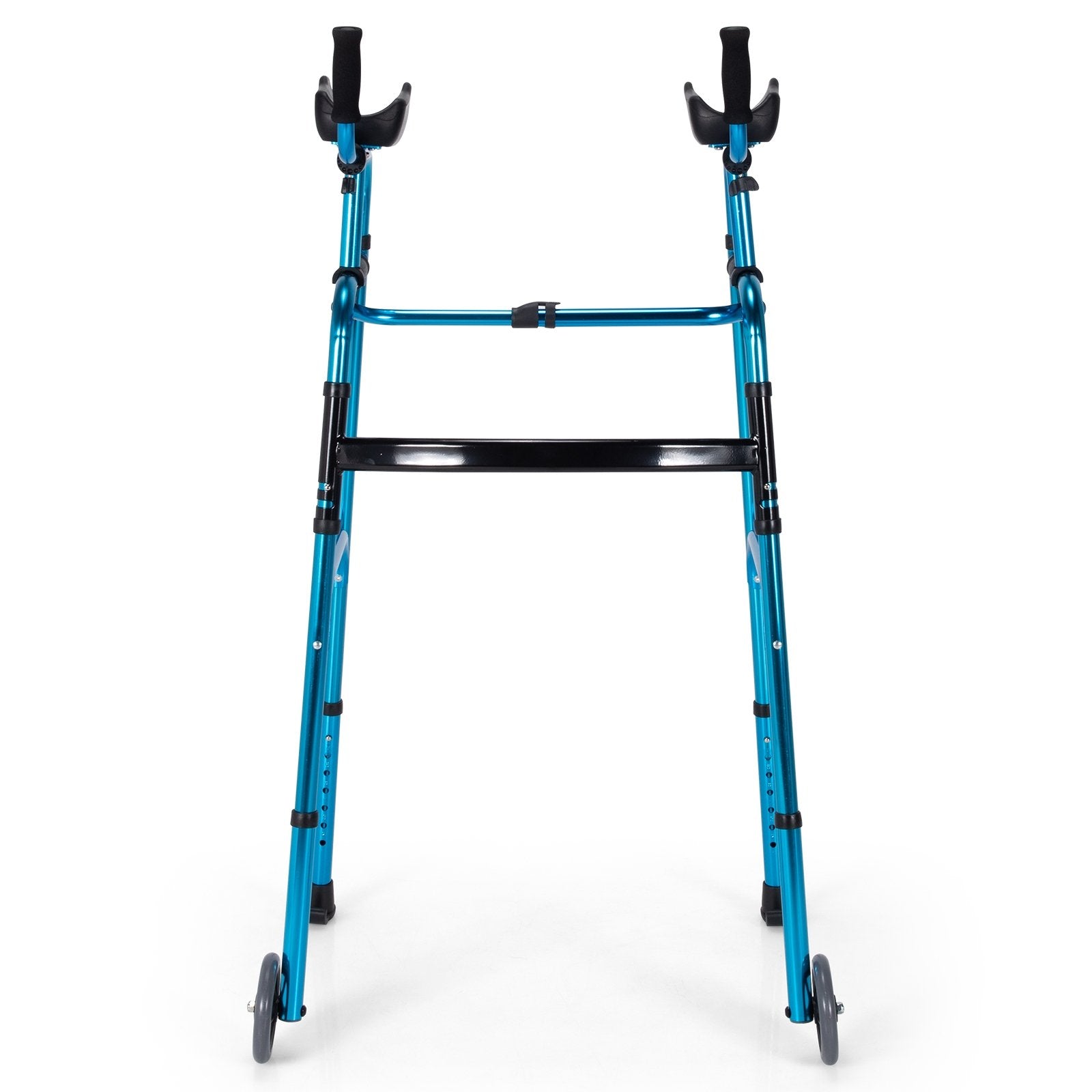 Folding Adjustable Aluminum Wheel Walking Frame, Navy Walkers & Rollators   at Gallery Canada