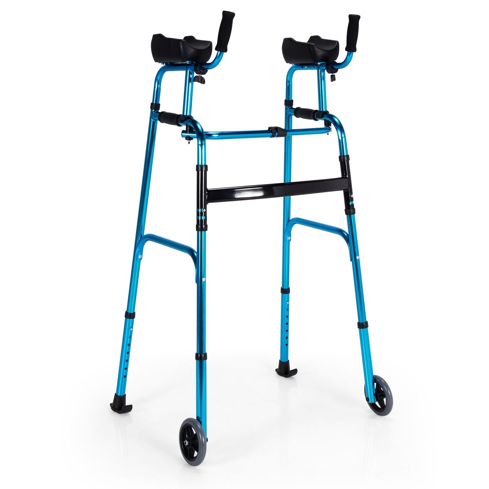 Folding Adjustable Aluminum Wheel Walking Frame, Navy Walkers & Rollators   at Gallery Canada