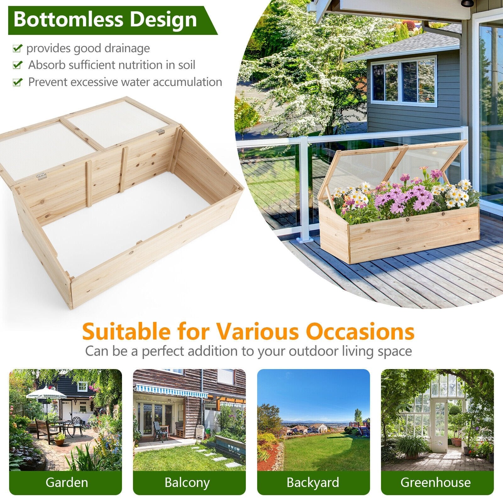 Wooden Garden Portable Greenhouse, Natural - Gallery Canada