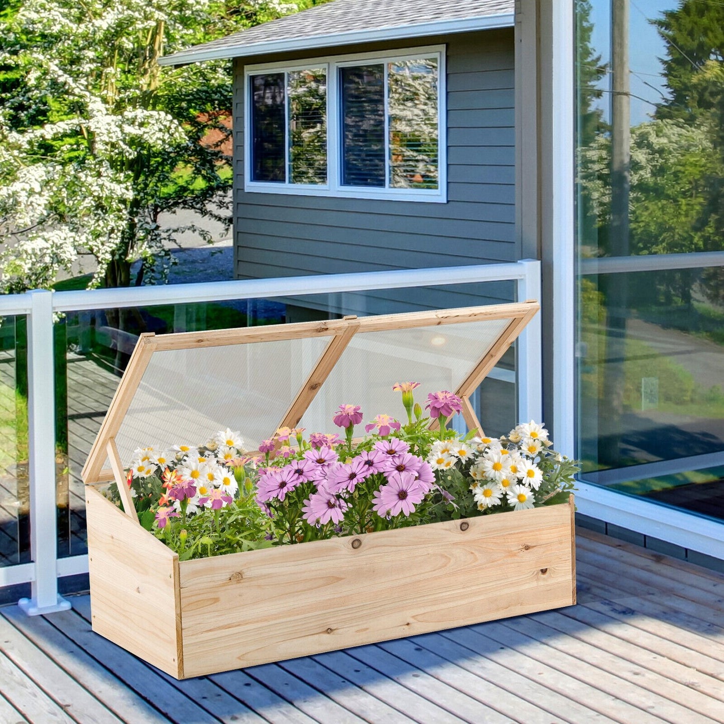 Wooden Garden Portable Greenhouse, Natural - Gallery Canada