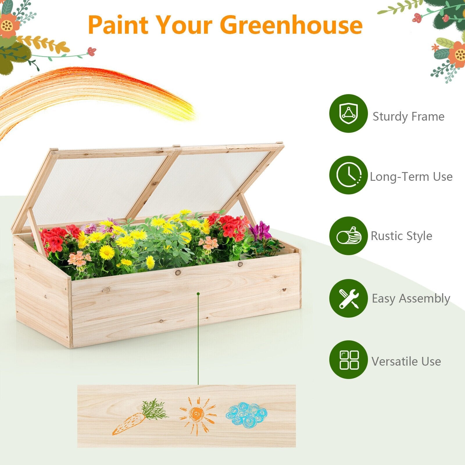 Wooden Garden Portable Greenhouse, Natural - Gallery Canada