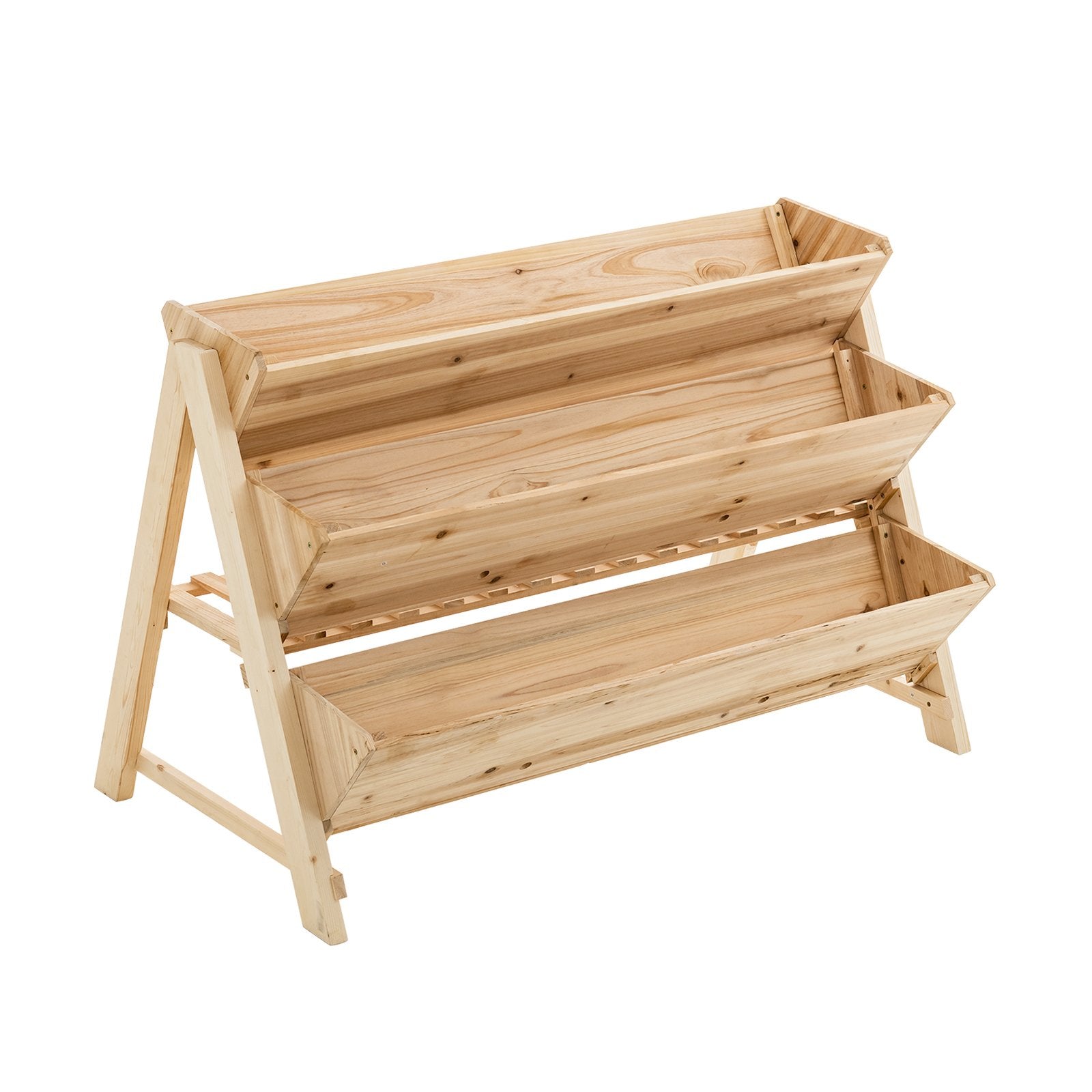 3 Tier Wooden Vertical Raised Garden Bed with Storage Shelf, Natural Raised Garden Beds   at Gallery Canada