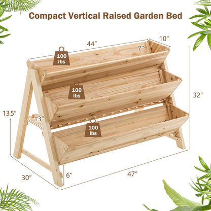 3 Tier Wooden Vertical Raised Garden Bed with Storage Shelf, Natural Raised Garden Beds   at Gallery Canada