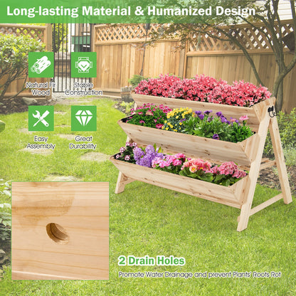 3 Tier Wooden Vertical Raised Garden Bed with Storage Shelf, Natural Raised Garden Beds   at Gallery Canada