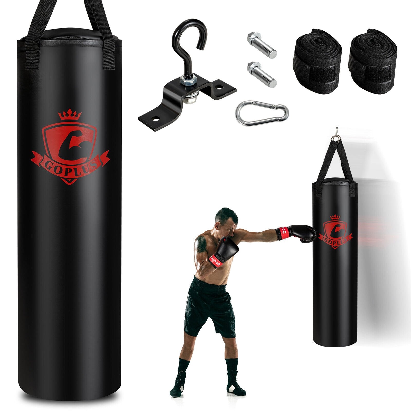 Filled Punching Bag Set with Boxing Gloves- 63 lbs, Black Boxing & Martial Arts   at Gallery Canada