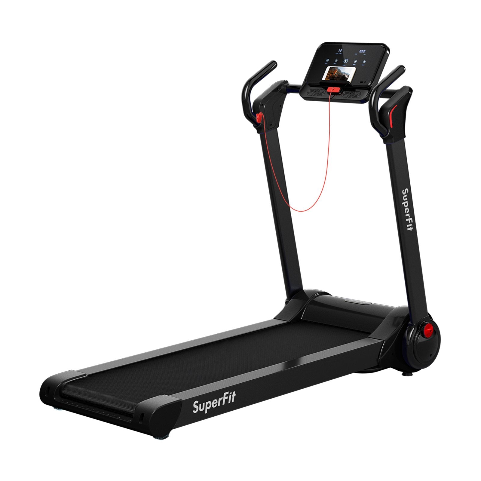 2.25 HP Electric Motorized Folding Running Treadmill Machine with LED Display and APP Control, Black Treadmills Black at Gallery Canada