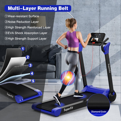 2.25 HP Electric Motorized Folding Running Treadmill Machine with LED Display, Navy Treadmills   at Gallery Canada