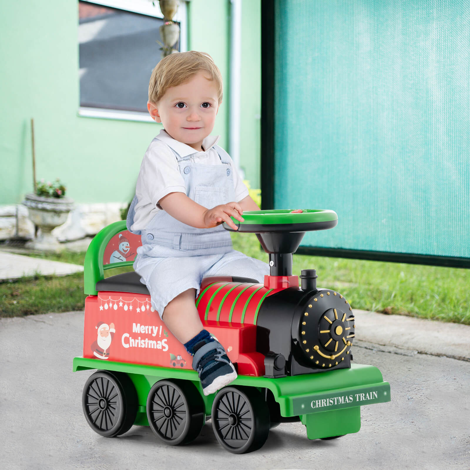 6V Electric Kids Ride On Car Toy Train with 16 Pieces Tracks, Green Powered Ride On Toys   at Gallery Canada