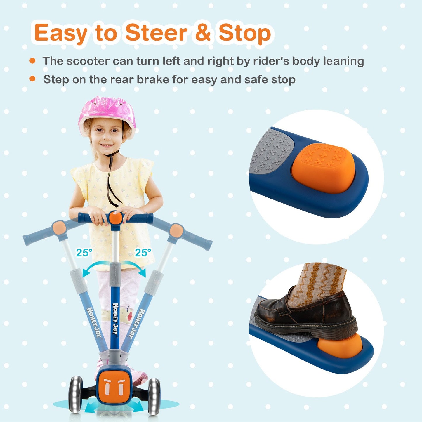 Folding Adjustable Kids Toy Scooter with LED Flashing Wheels Horn 4 Emoji Covers, Blue Scooters   at Gallery Canada