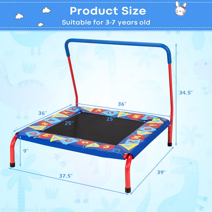 36 Inch Kids Indoor Outdoor Square Trampoline with Foamed Handrail, Blue Trampolines   at Gallery Canada