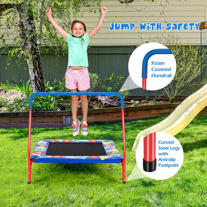 36 Inch Kids Indoor Outdoor Square Trampoline with Foamed Handrail, Blue Trampolines   at Gallery Canada