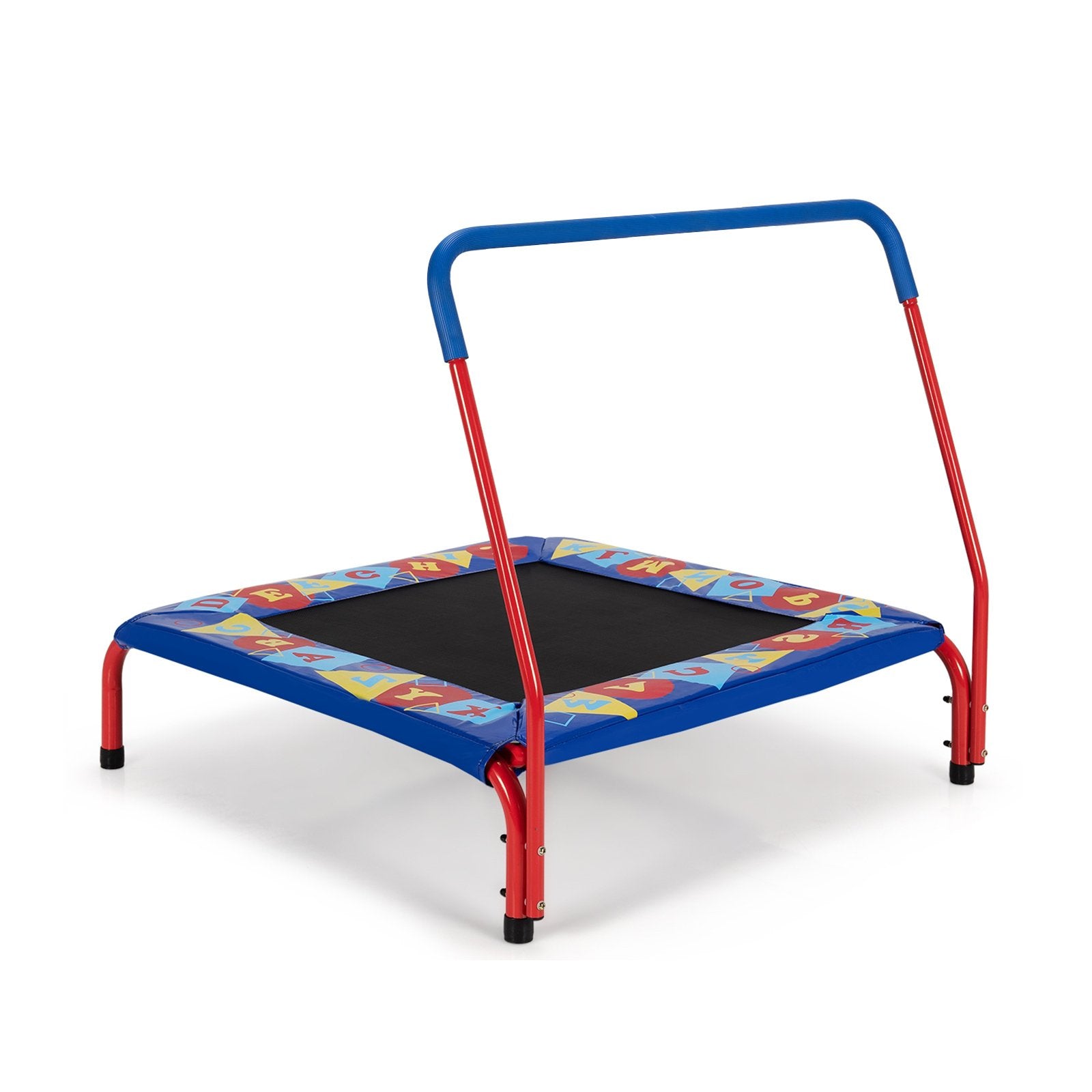 36 Inch Kids Indoor Outdoor Square Trampoline with Foamed Handrail, Blue Trampolines   at Gallery Canada