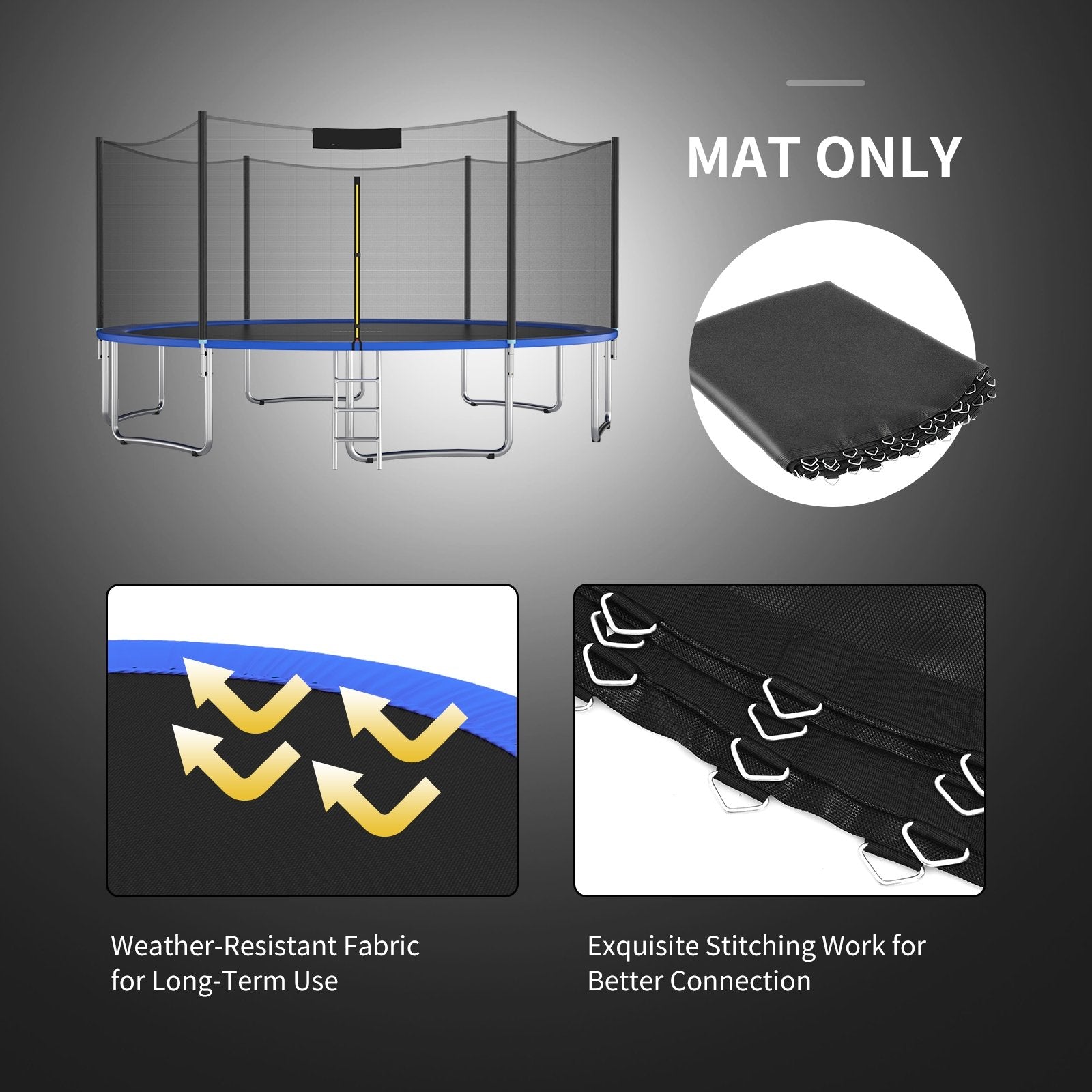 High-Elastic PP Replacement Jumping Mat-10 ft, Black Trampoline Accessories   at Gallery Canada