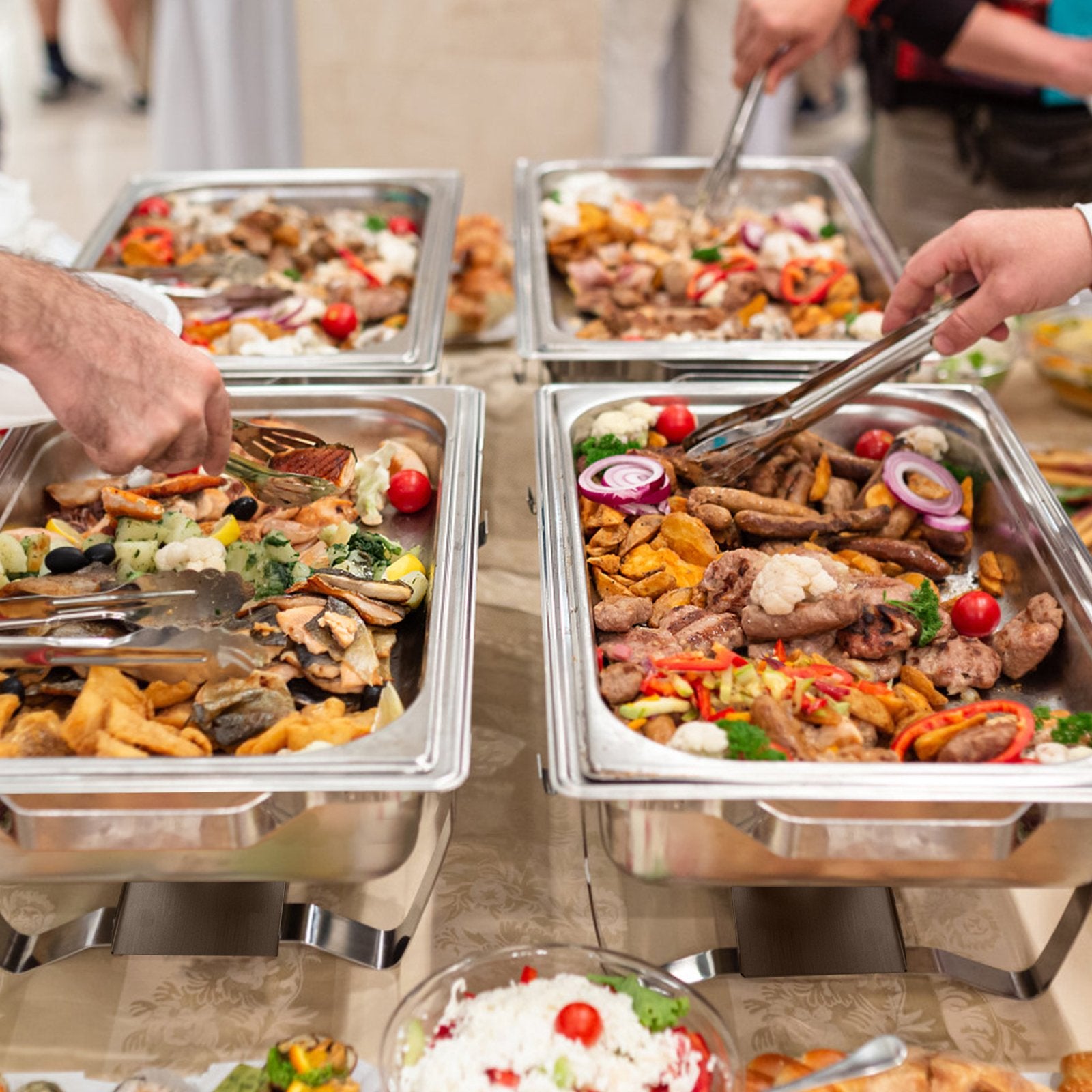 2 Packs Chafing 9 Quart Stainless Rectangular Chafer Buffet, Silver Food Warmers & Burners at Gallery Canada