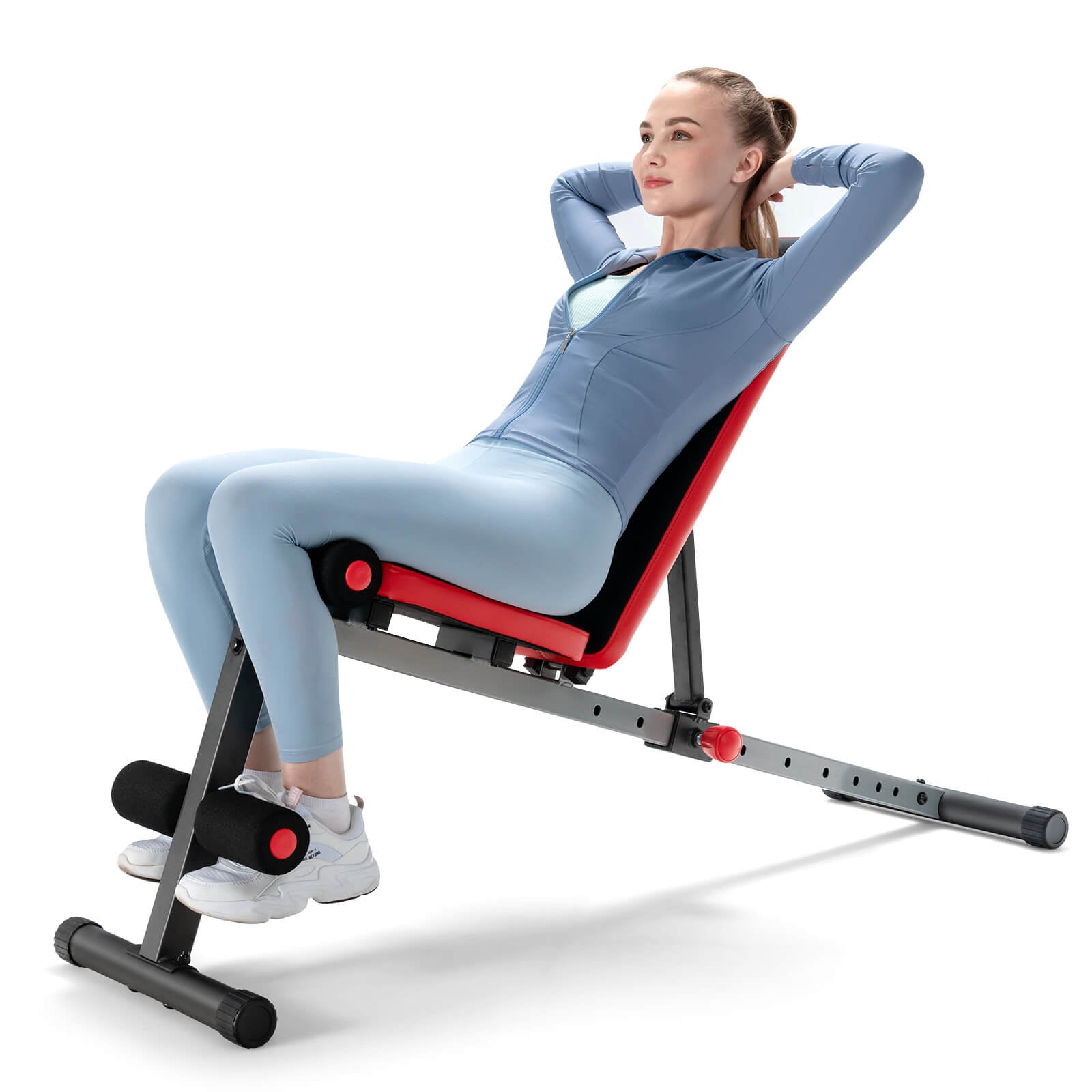 Multi-function Weight Bench with Adjustable Backrest, Black & Red Benches Racks & Bars at Gallery Canada