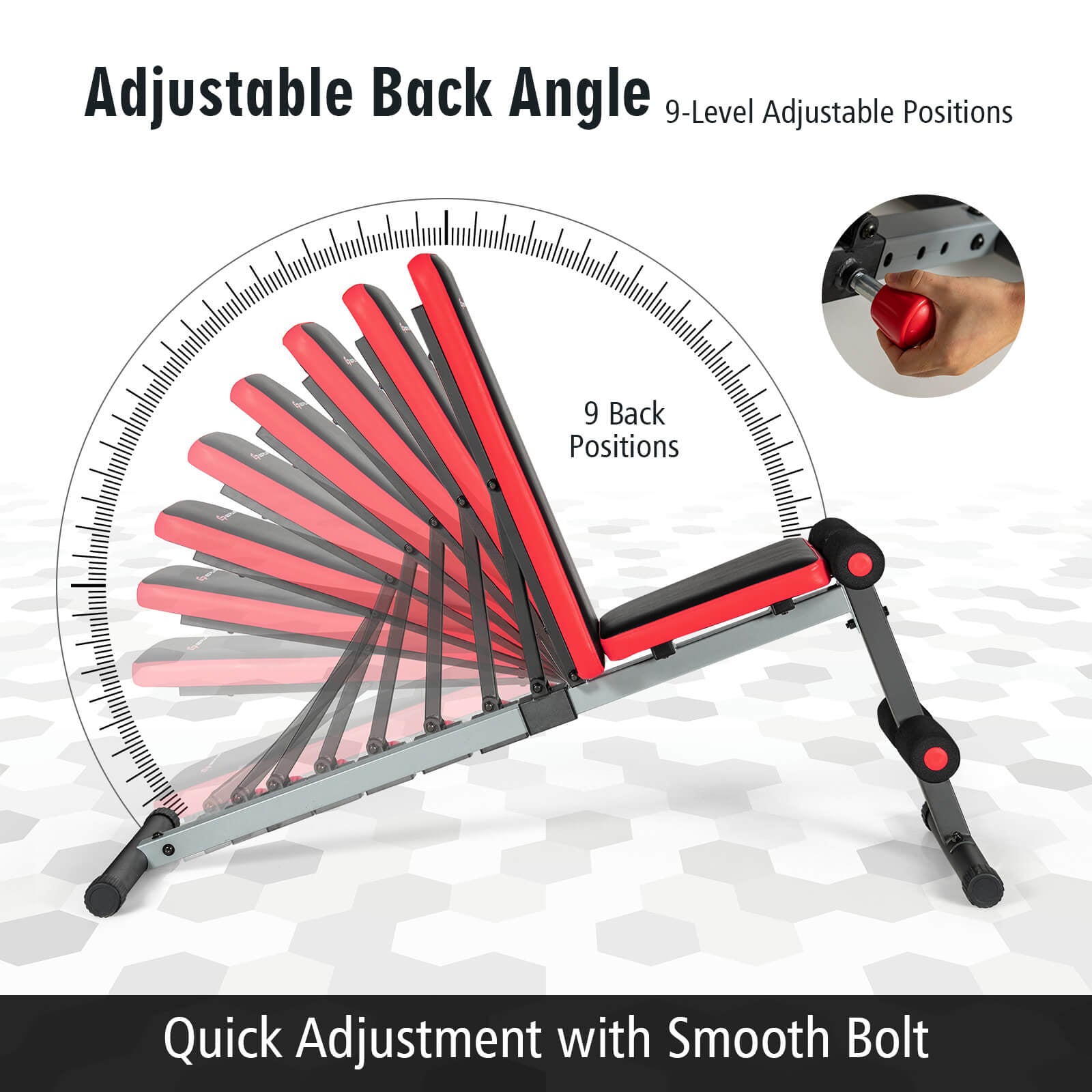 Multi-function Weight Bench with Adjustable Backrest, Black & Red Benches Racks & Bars at Gallery Canada
