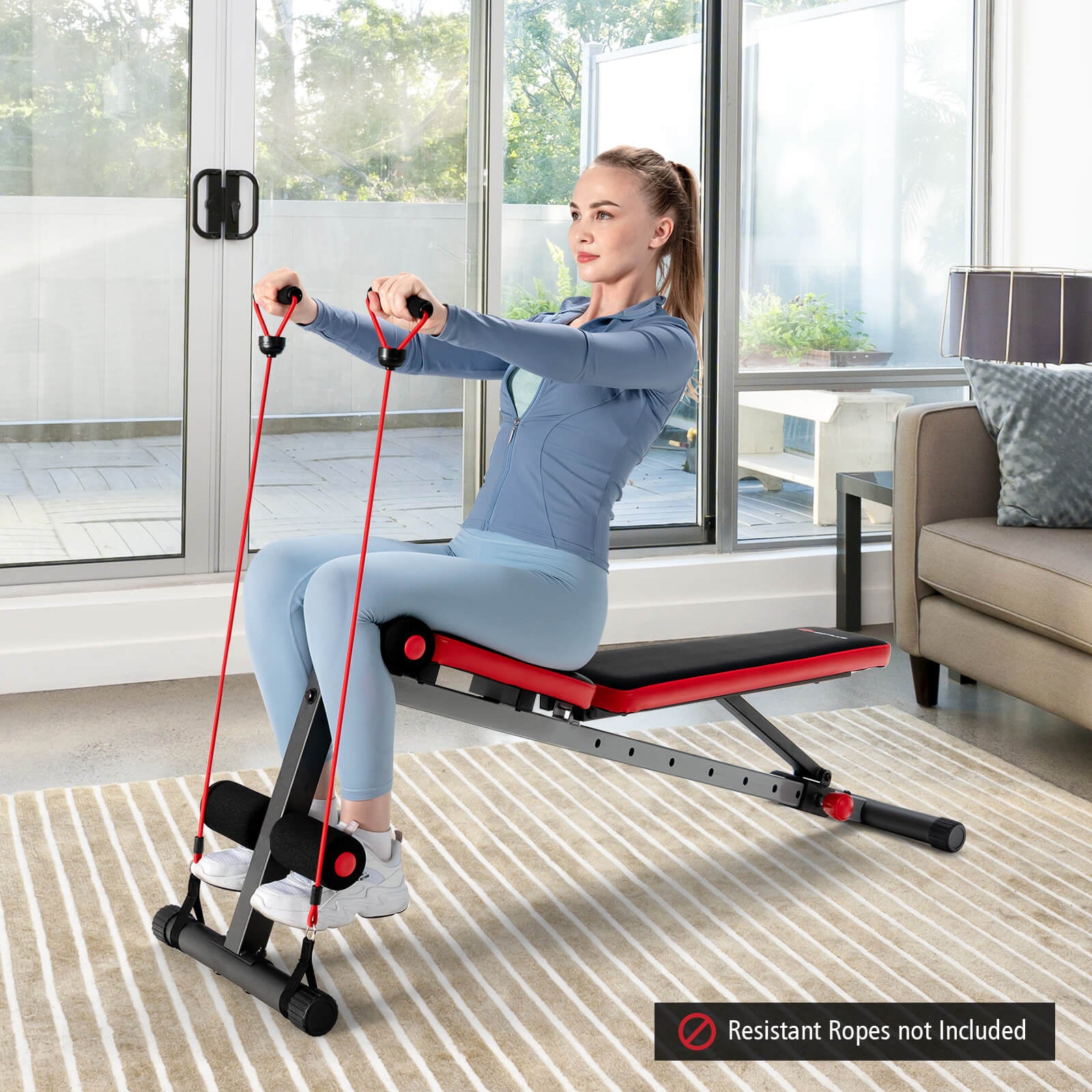 Multi-function Weight Bench with Adjustable Backrest, Black & Red Benches Racks & Bars at Gallery Canada
