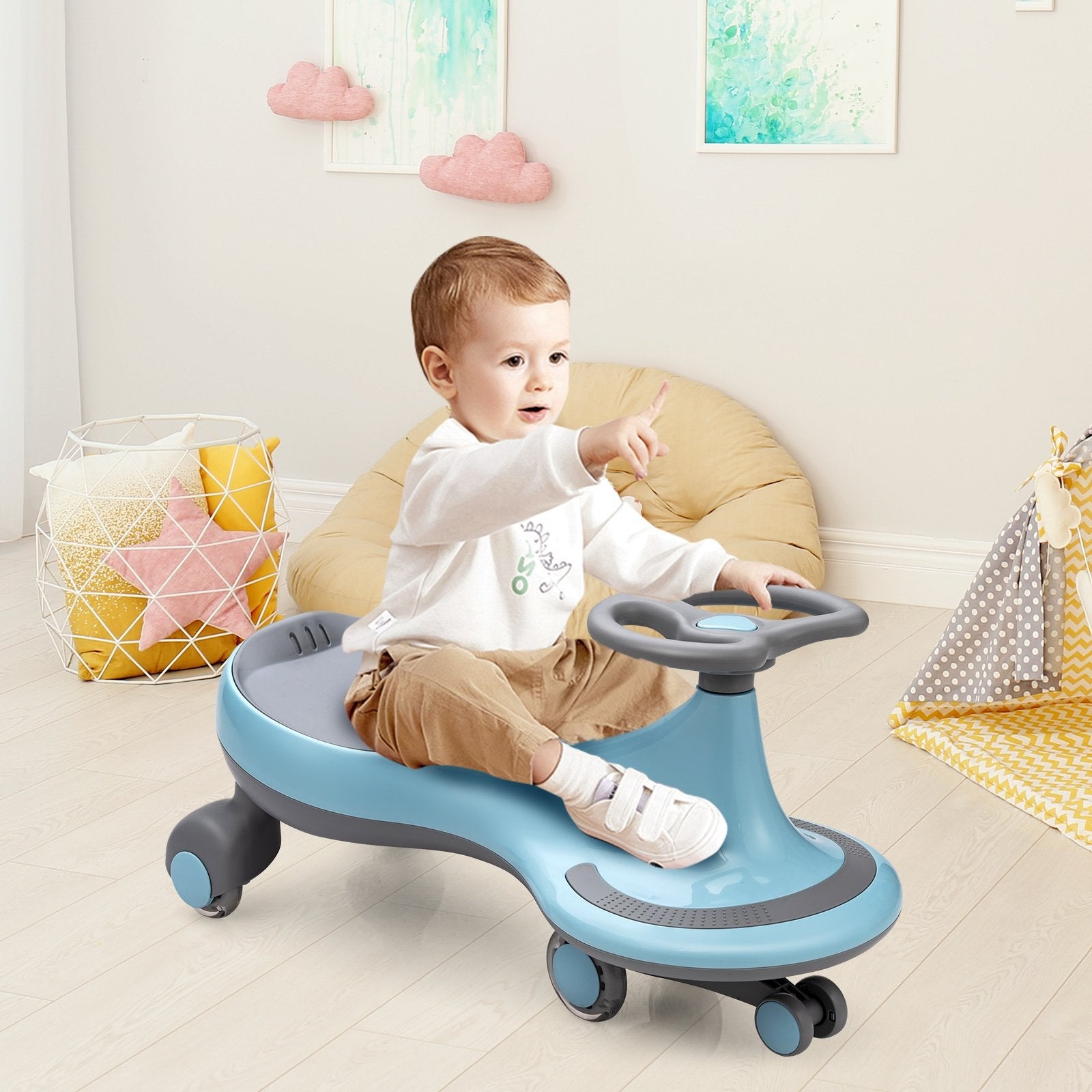 Wiggle Car Ride-on Toy with Flashing Wheels, Blue Push & Pedal Ride On Toys   at Gallery Canada