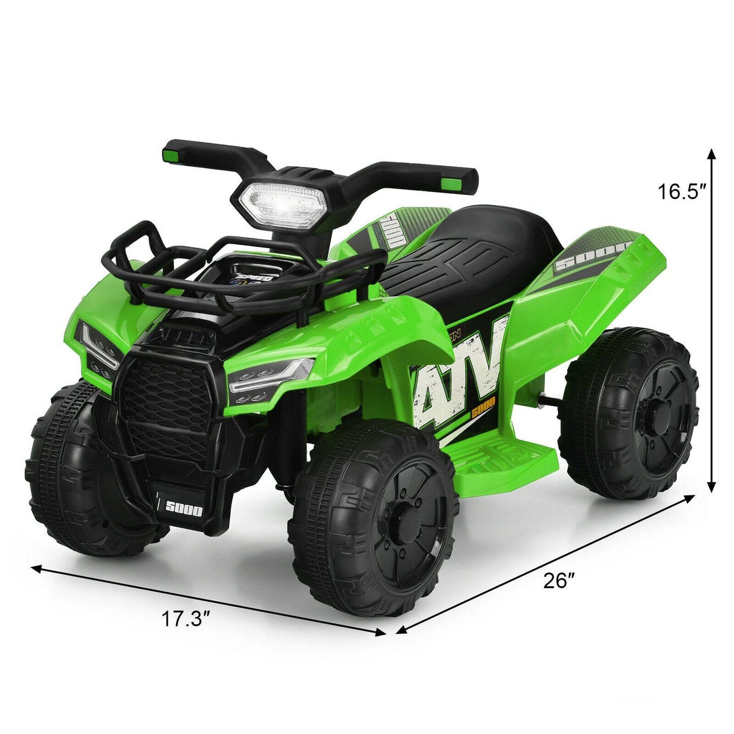 6V Kids ATV Quad Electric Ride On Car with LED Light and MP3, Green - Gallery Canada