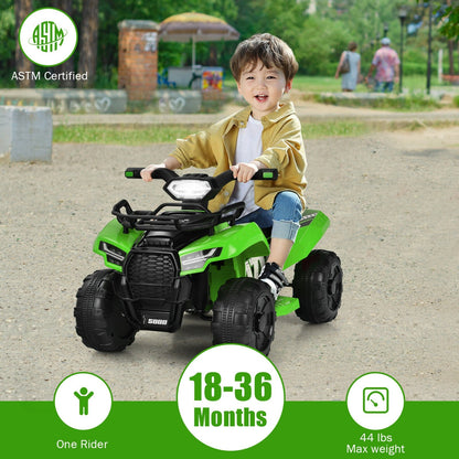 6V Kids ATV Quad Electric Ride On Car with LED Light and MP3, Green Powered Ride On Toys   at Gallery Canada