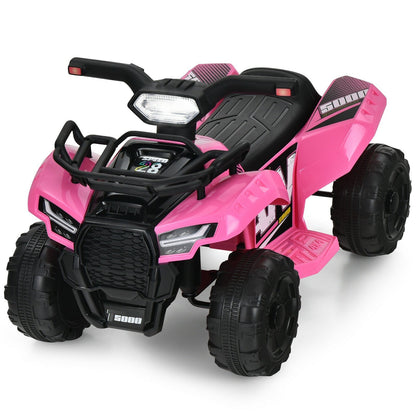 6V Kids ATV Quad Electric Ride On Car with LED Light and MP3, Pink - Gallery Canada