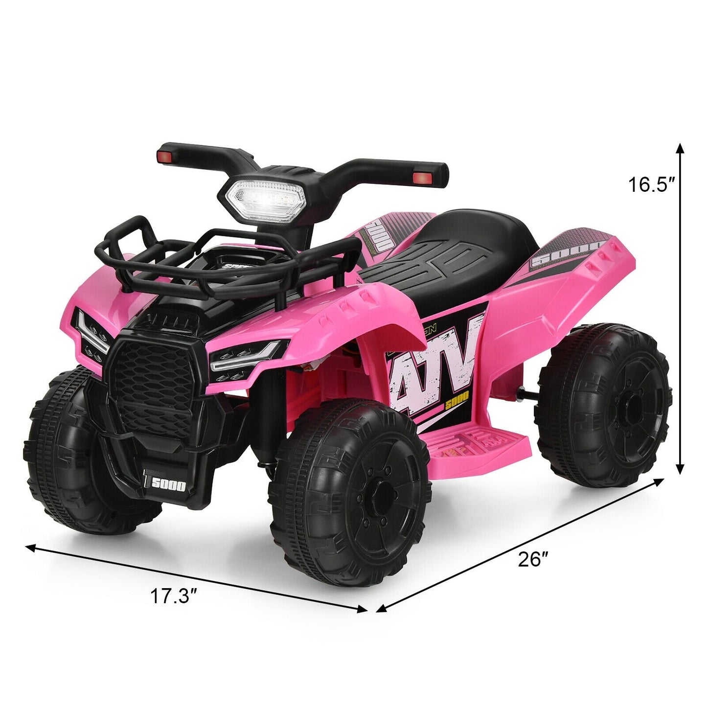 6V Kids ATV Quad Electric Ride On Car with LED Light and MP3, Pink Powered Ride On Toys   at Gallery Canada