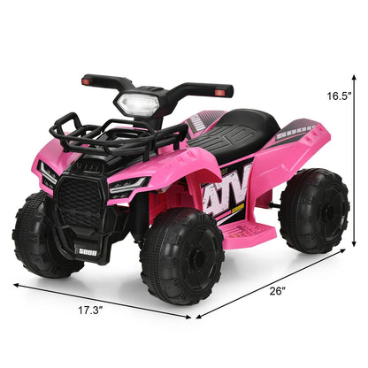 6V Kids ATV Quad Electric Ride On Car with LED Light and MP3, Pink Powered Ride On Toys   at Gallery Canada