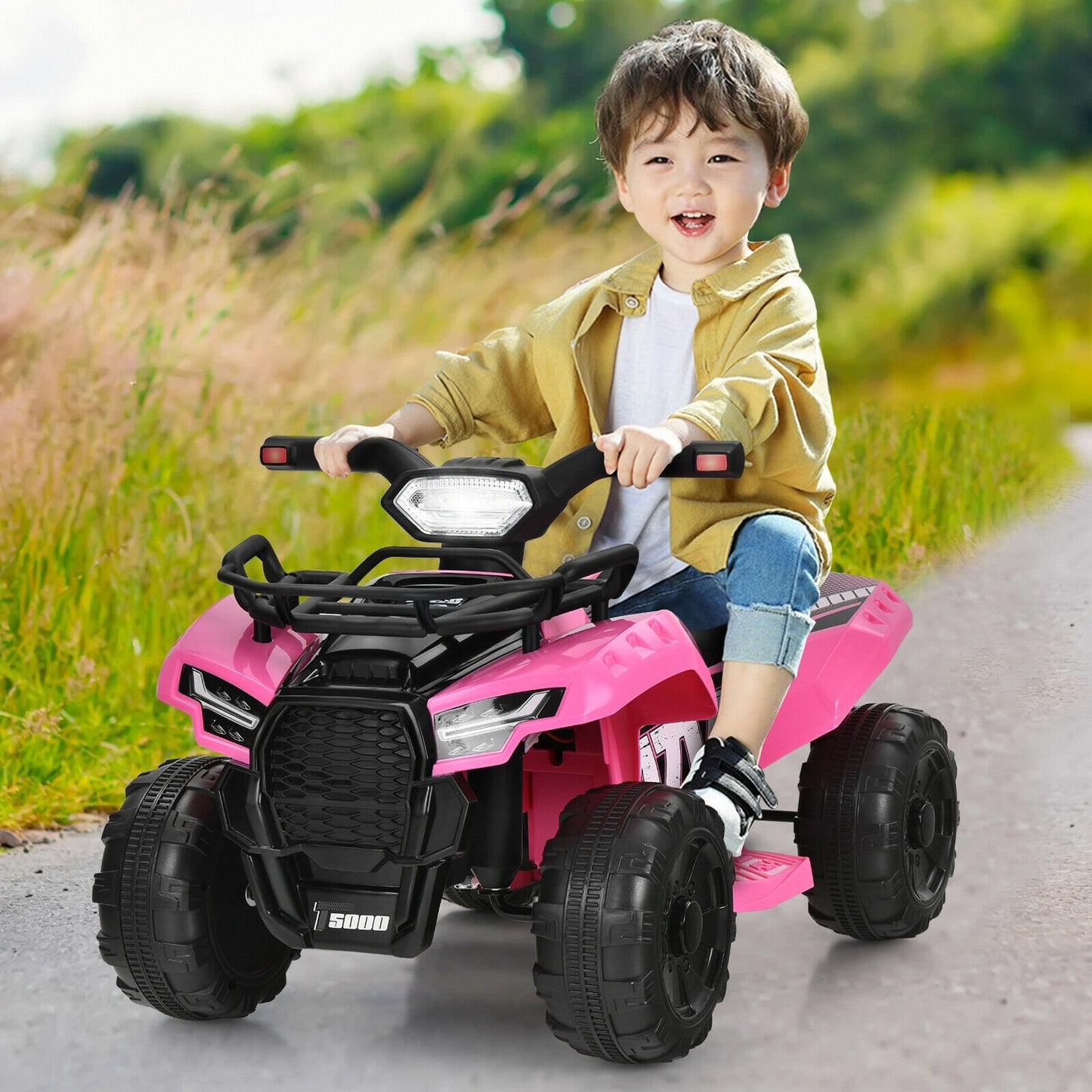 6V Kids ATV Quad Electric Ride On Car with LED Light and MP3, Pink - Gallery Canada