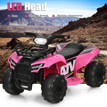 6V Kids ATV Quad Electric Ride On Car with LED Light and MP3, Pink Powered Ride On Toys   at Gallery Canada